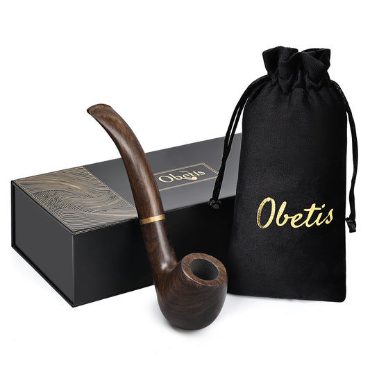 ObetisLuxury Brown Sandalwood Bent Tobacco Pipe | All-Wood Design