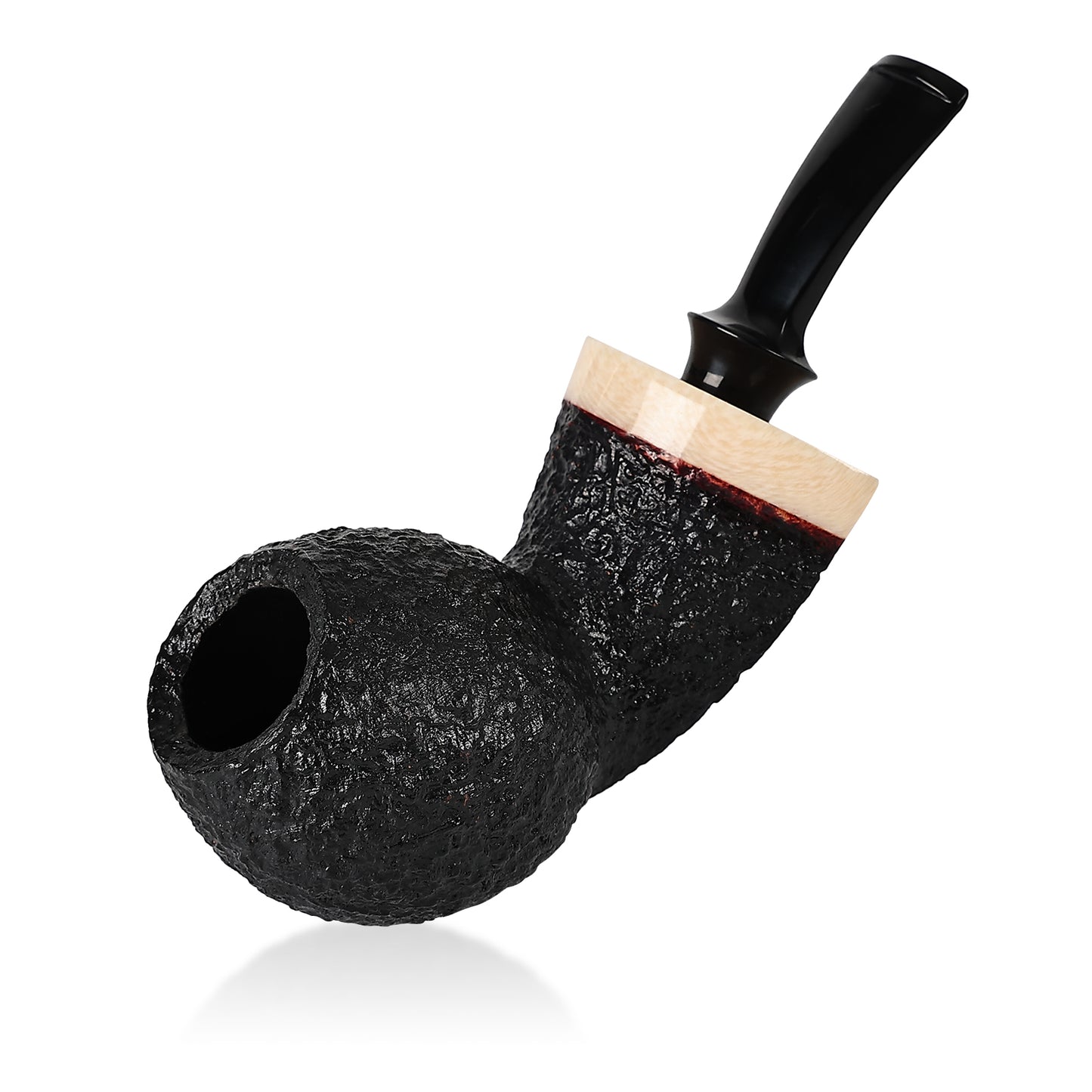 Obetis Handcrafted Pufferfish-Style Briar Wood Pipe with Textured Finish and Elegant Wooden Accents - Perfect for Collectors and Smoking Enthusiasts