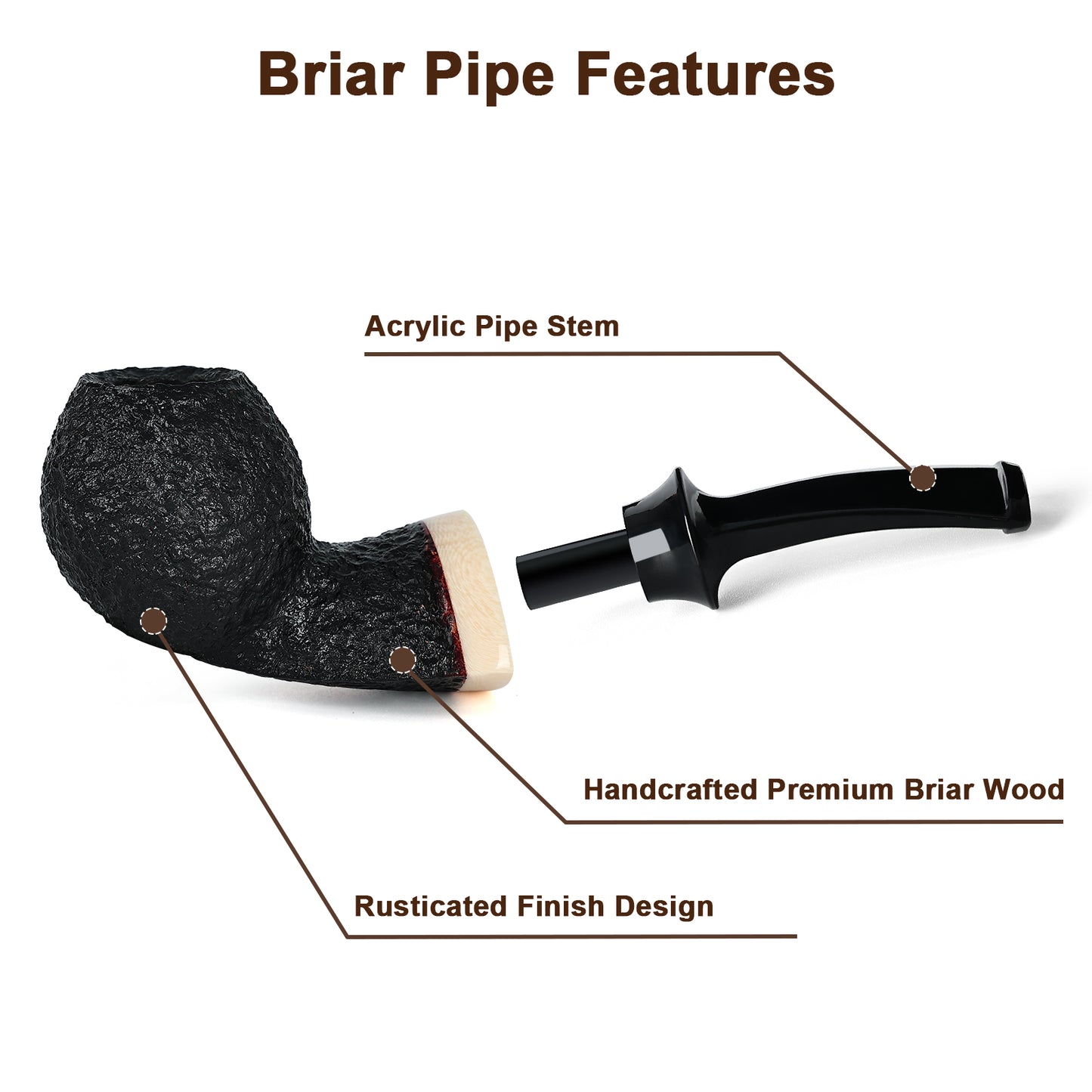 Obetis Handcrafted Pufferfish-Style Briar Wood Pipe with Textured Finish and Elegant Wooden Accents - Perfect for Collectors and Smoking Enthusiasts