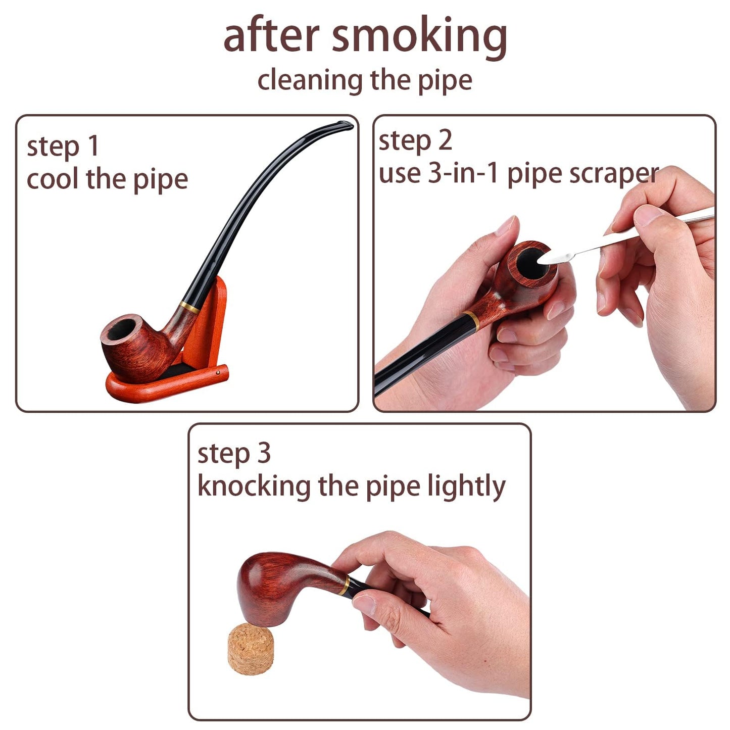 Joyoldelf Tobacco Pipe Smoking Pipe Rosewood Exquisite Handcrafted Churchwarden Tobacco Pipe - Complete Starter Set