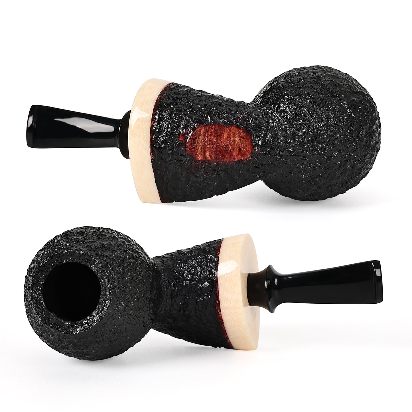 Obetis Handcrafted Pufferfish-Style Briar Wood Pipe with Textured Finish and Elegant Wooden Accents - Perfect for Collectors and Smoking Enthusiasts