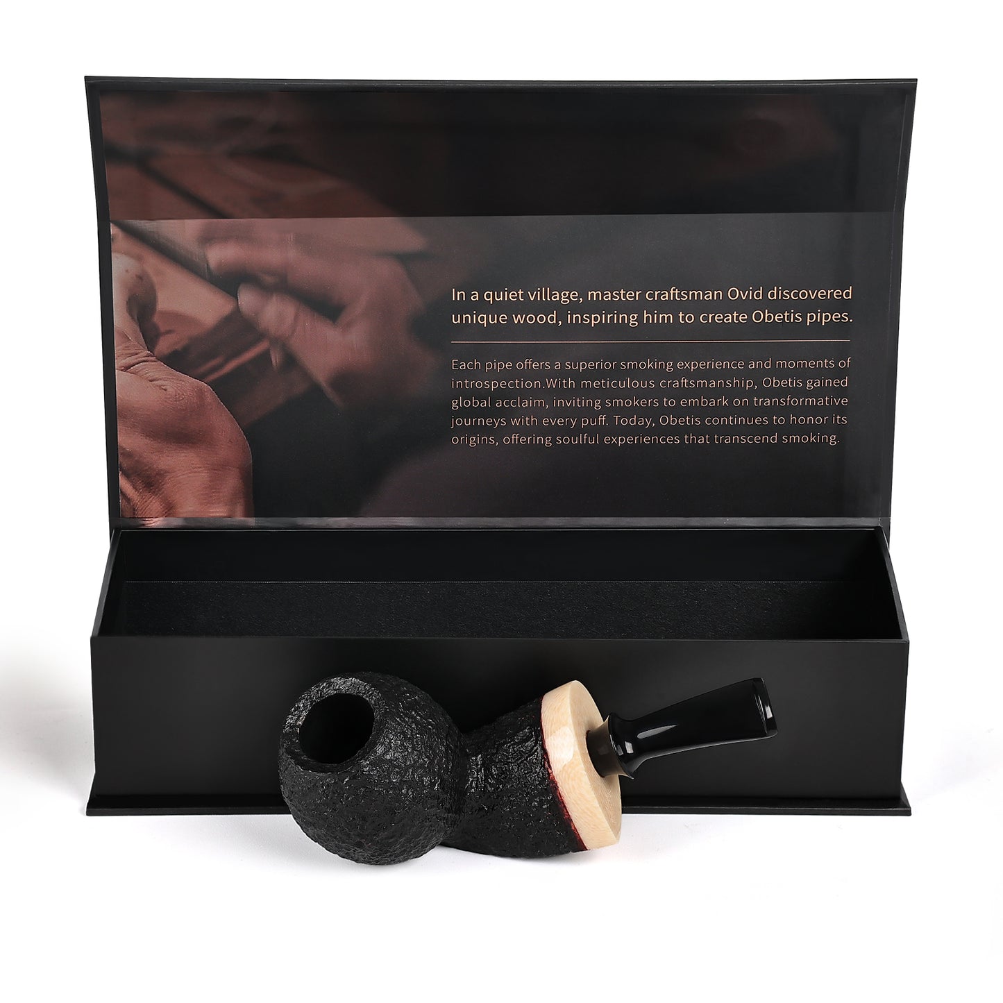 Obetis Handcrafted Pufferfish-Style Briar Wood Pipe with Textured Finish and Elegant Wooden Accents - Perfect for Collectors and Smoking Enthusiasts