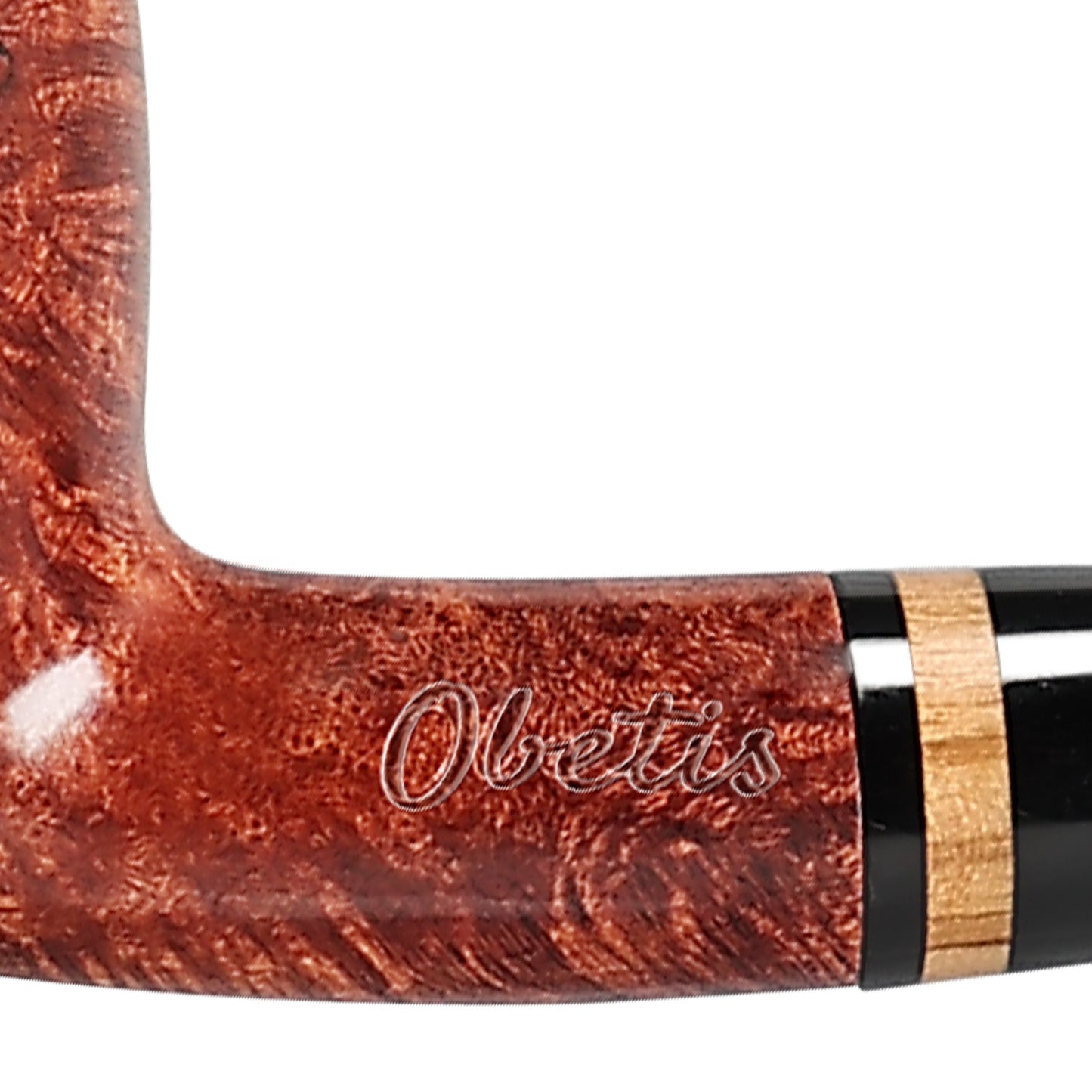 Obetis Polished Churchwarden Pipe with Long Stem and Gold Accent Ring - Smooth Briar Wood Finish for a Luxurious Smoking Experience