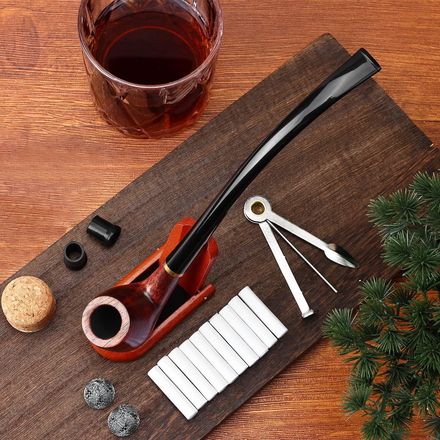 Joyoldelf Tobacco Pipe Smoking Pipe Rosewood Exquisite Handcrafted Churchwarden Tobacco Pipe - Complete Starter Set